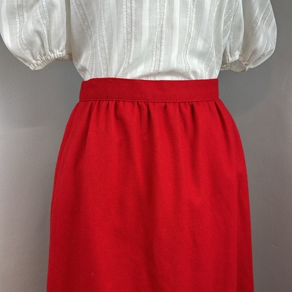 Vintage Lanz Originals Made in USA Red Wool Midi Skirt - Picture 3 of 6